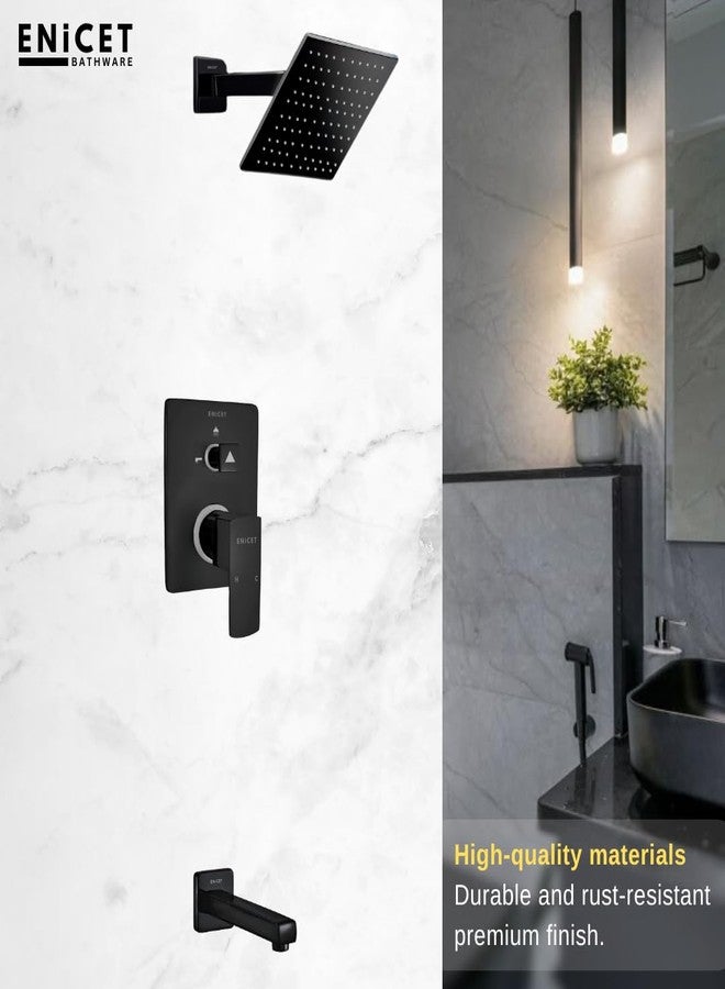 ENICET طقم محول تدفق عالي من النحاس الأصفر من إينيسيت مع صنبور ودش علوي، أسود مطفي، طقم محول ذو ذراع واحد للحمام، طقم دش، نظام دش (TE134SP6BLACK) - Image 5